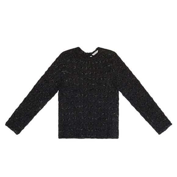 NWT Balenciaga Tweed Knit Sweater Black Wool Back Button Up Quarter Sleeves - Picture 2 of 10